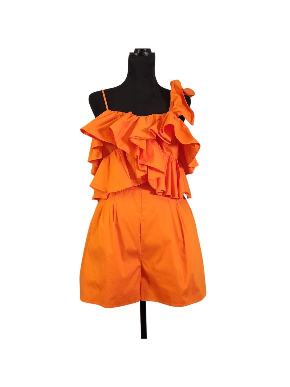 STRUT & BOLT NWT Orange Ruffle Romper, Size Large